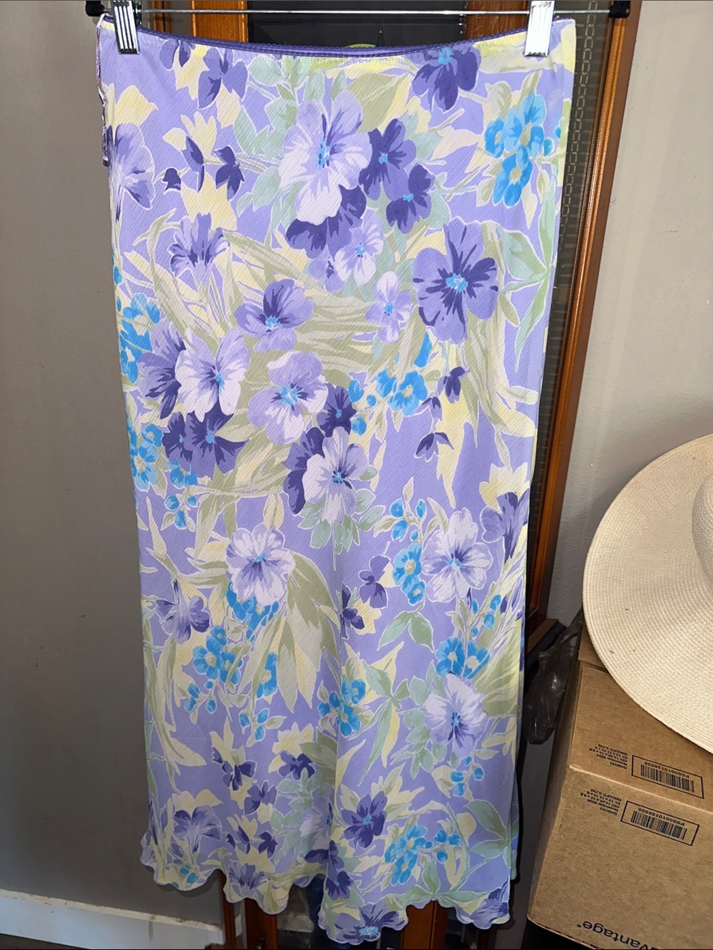 Lilac Floral Maxi Skirt - Women's Flowing Summer Skirt
